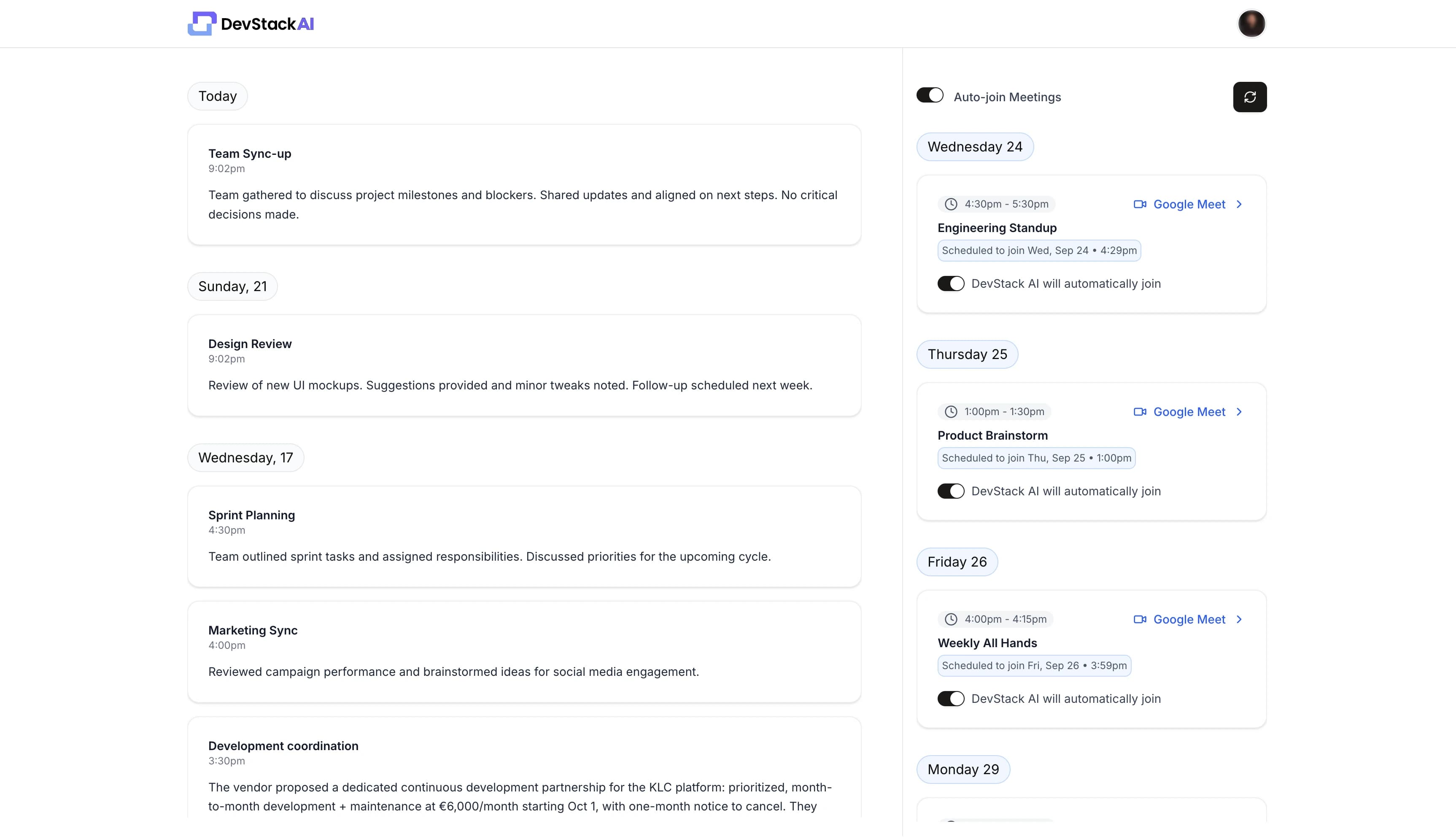 DevStackAI Dashboard